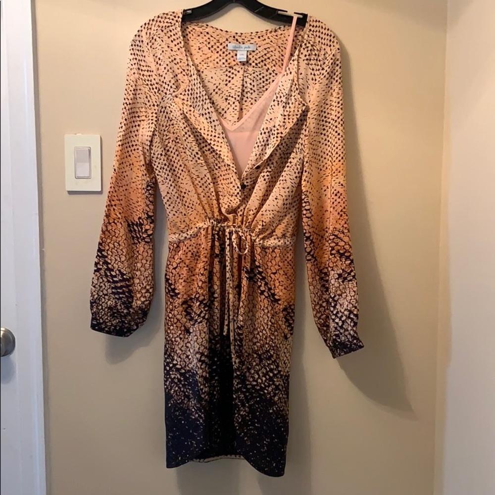 Charlie Jade two piece peach and black silk dress